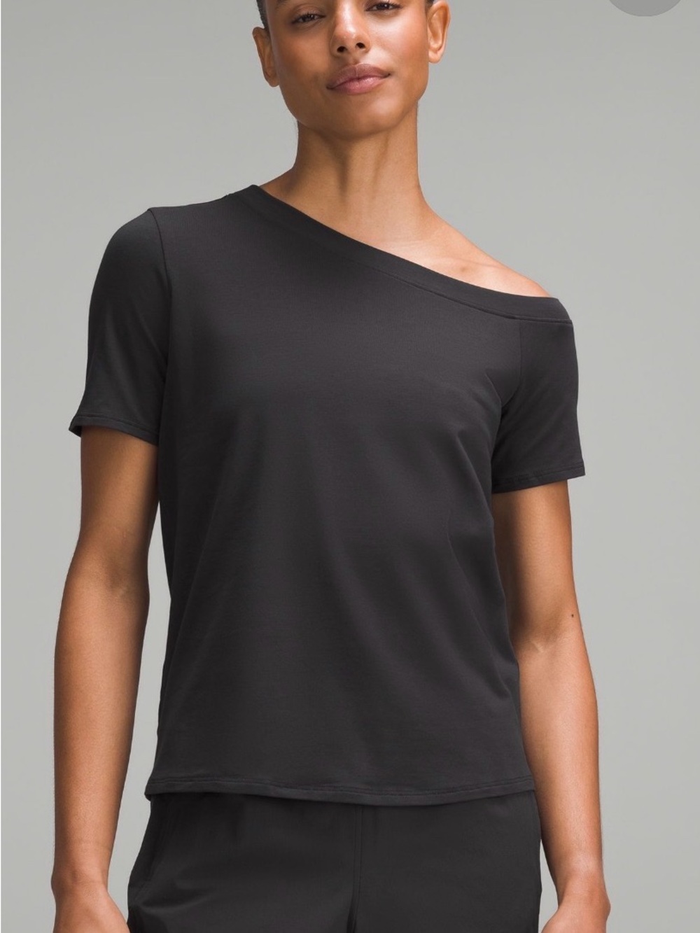 Off-Shoulder Black Women's Short Sleeve Top Lululeon